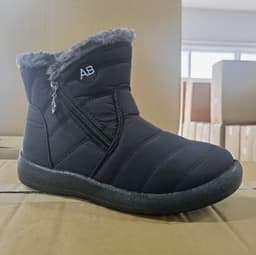 image-Women's Snow Boots Brown Cotton Side Zipper High Top