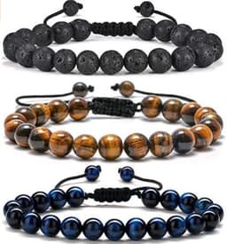 image-Cross-border Hot Selling Men's Bracelet Natural Tiger's Eye Braided Bracelet Essential Oil Aromatherapy Beads Amazon Hot Sale