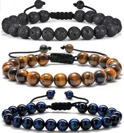 image-Cross-border Hot Selling Men's Bracelet Natural Tiger's Eye Braided Bracelet Essential Oil Aromatherapy Beads Amazon Hot Sale