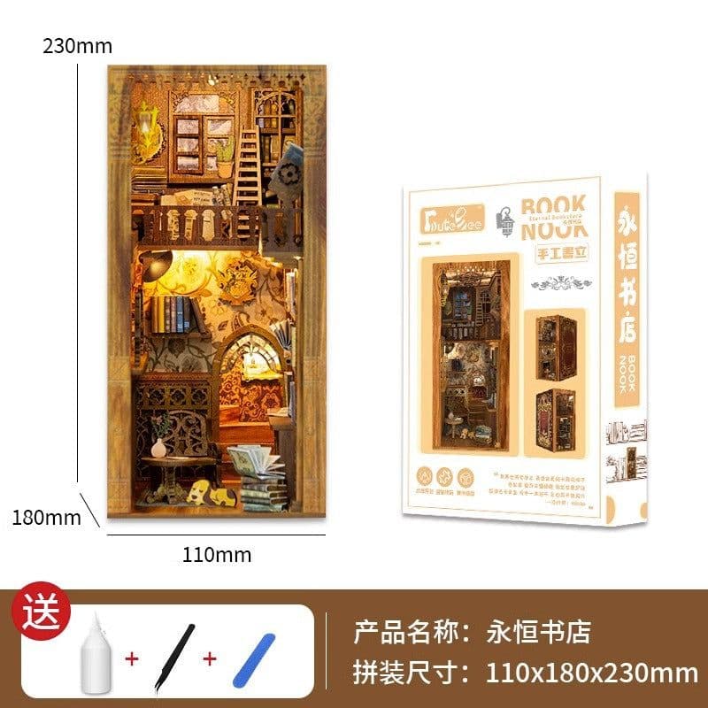 image-DIY Wooden 3D Bookend Toy - CuteBee Rose Model, 11cm x 18cm x 23cm