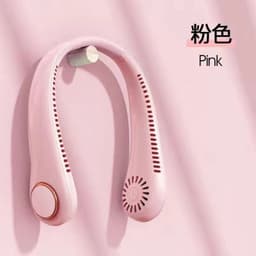 image-USB Charging Neck Fan - Pink Mini Outdoor Gift - 1200mAh-2000mAh Battery - 3 Speeds