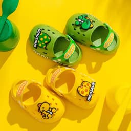 image-Dinosaur Baby Clogs - Orange Non-Slip PVC