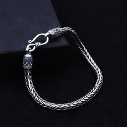 image-Sterling Silver Thai Men's Mantra Bracelet 20cm 925 Silver