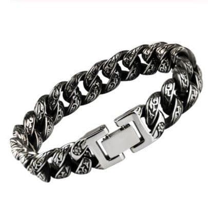 image-Retro Titanium Steel Bracelet - Men's Cuban Chain Jewelry Silver (59 characters)