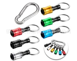image-6-piece set of color key chain post, batch head post, mountaineering buckle set, 1/4 hexagonal handle drill bit storage post