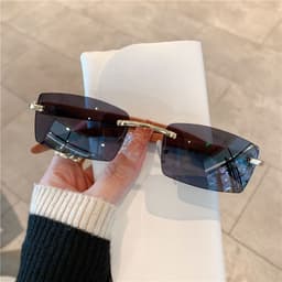 image-Spot wholesale fashion sunglasses European and American cross-border men's and women's frameless imitation wood grain temples sunglasses sunglasses