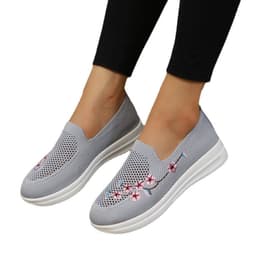 image-Women's Embroidered Loafers - Red Mesh Size 43