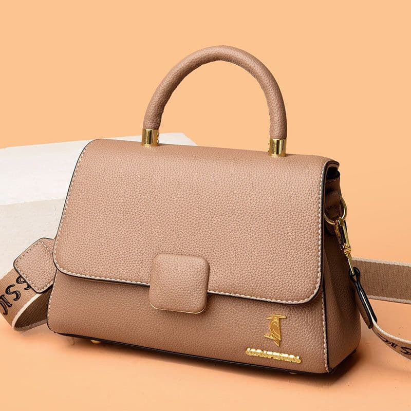 image-Genuine Leather Shoulder Bag - Brown Square