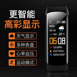 image-Oppo Apple Smart Sports Bracelet - Black Waterproof Health Monitor