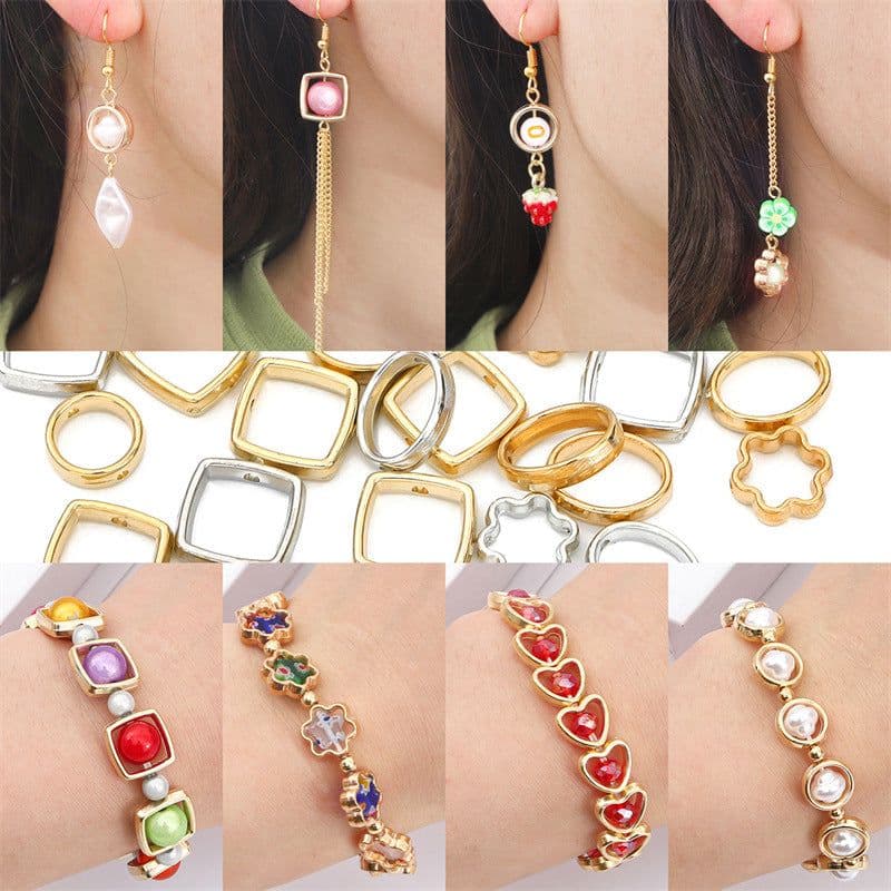 image-DIY Plastic Resin Heart Shape Beads - 25pcs Gold/White/K Set