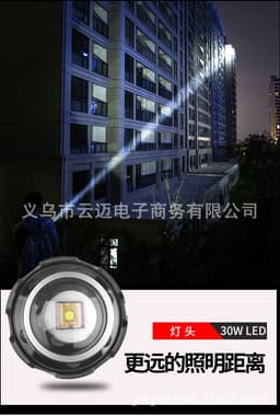 image-Cross-border P70 zoom flashlight upgrade TYPE-C USB charging with output XHP70 strong light P90 flashlight