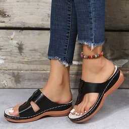 image-Leopard Print Split Toe Sandals Women Size 44