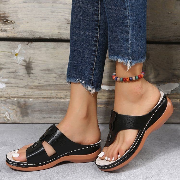 image-Leopard Print Split Toe Sandals Women Size 44