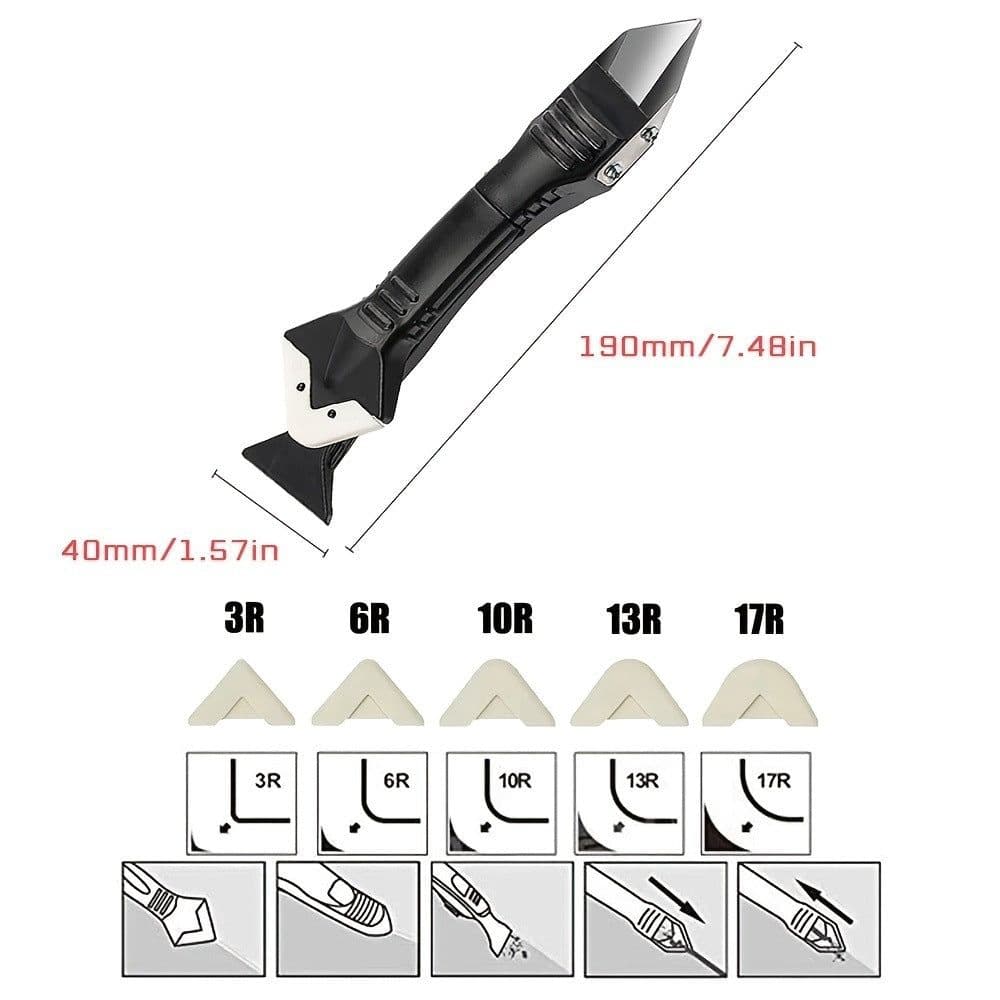 image-Multi-Functional Silicone Glue Spatula Tile Seam Remover Knife