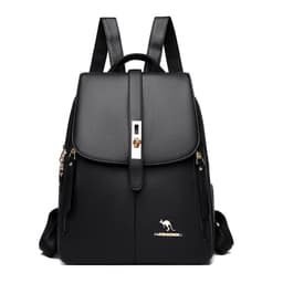 image-Women's Backpack - Black Soft PU Leather Waterproof