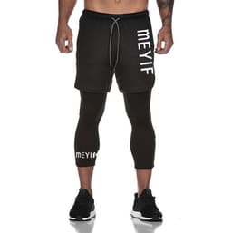 image-Men's BALLGUA Gym Pants - Fitness Running Tights, 85% Polyester, Multiple Pockets