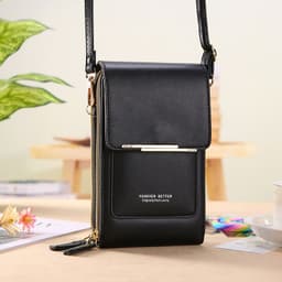 image-New-Blue PU Vertical Mobile Phone Bag, Small Cross-Body for Women