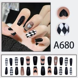 image-Autumn and winter gentle and pure desire simple style wearable manicure patches short, medium and long style white removable fake nail patches