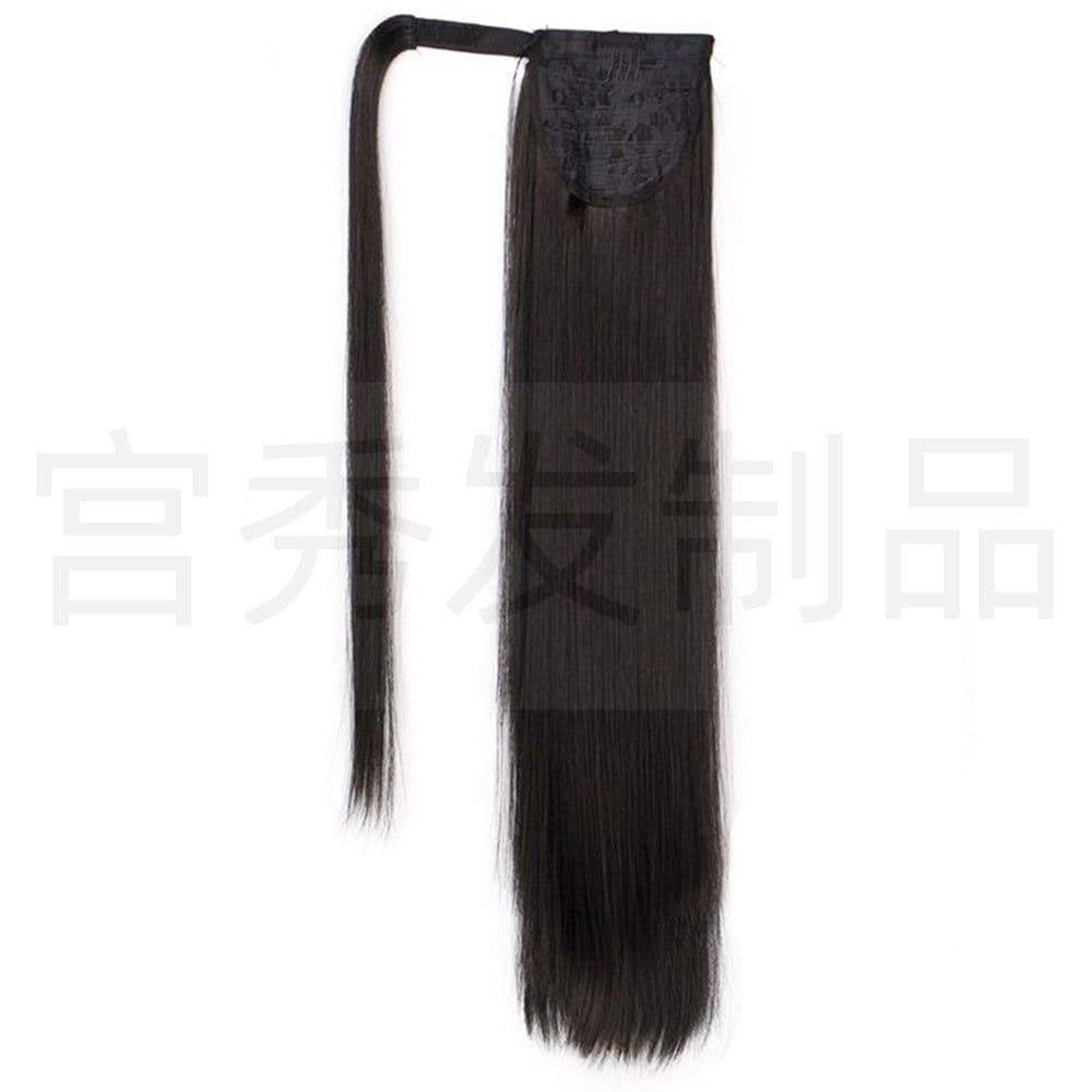 image-European and American wig ponytail straight hair extension Velcro chemical fiber ponytail female wig ponytail hair