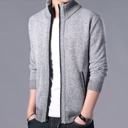 image-Men's Cardigan Sweater Jacket - Polyester Thick Long Sleeve