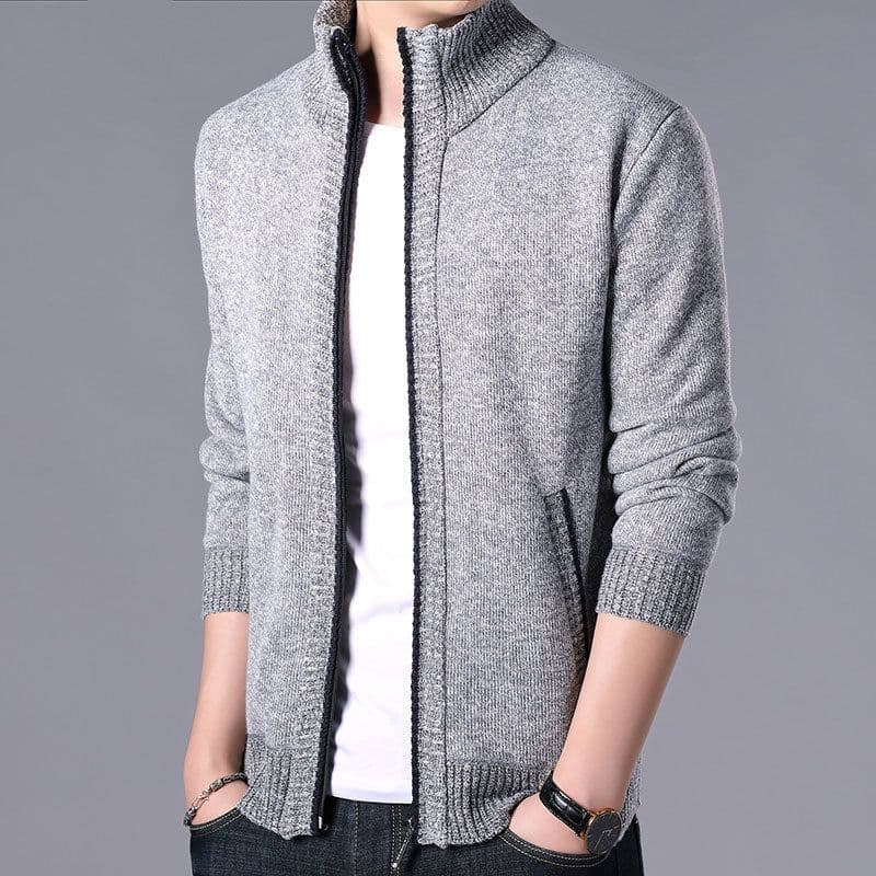 image-Men's Cardigan Sweater Jacket - Polyester Thick Long Sleeve
