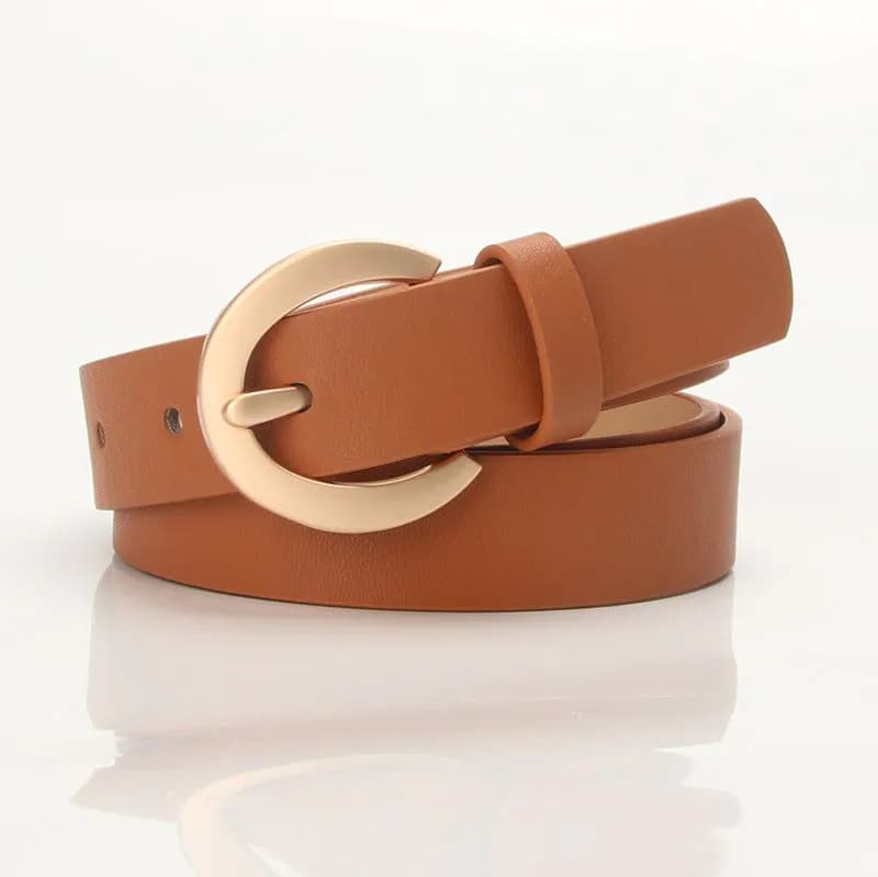 image-Apricot PU Belt Women 2-4cm Buckle