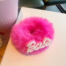 image-Japanese & Korean Bowknot Plush Hair Rope - Barbie Pink Loli Hair Accessory
