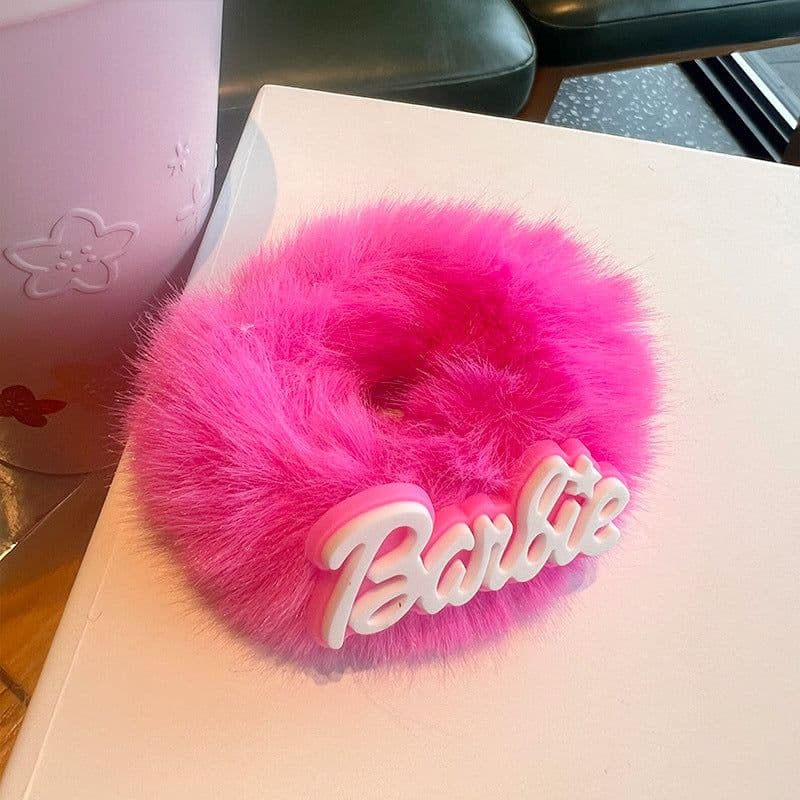 image-Japanese & Korean Bowknot Plush Hair Rope - Barbie Pink Loli Hair Accessory