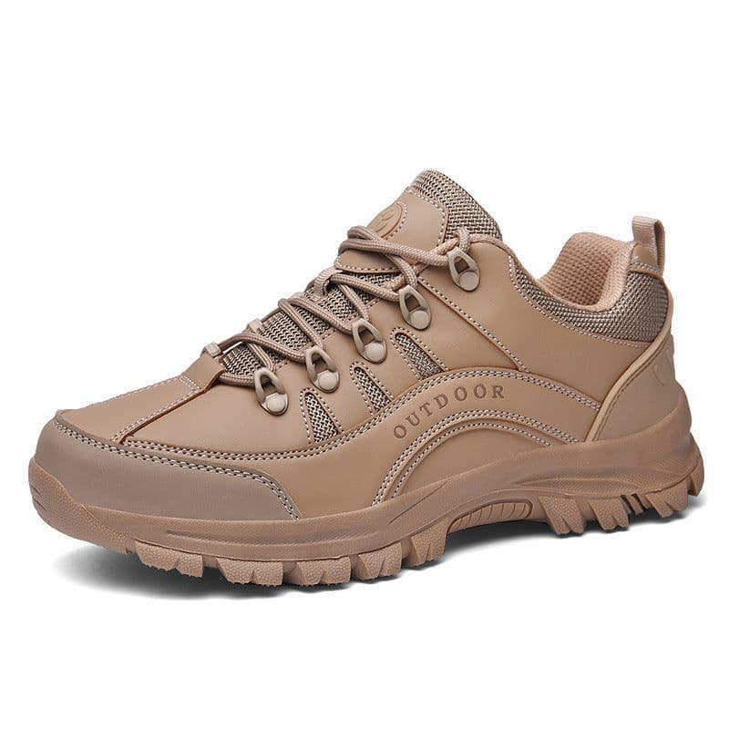 image-New large size hiking shoes men's thick-soled outdoor sports shoes leather low-cut hiking shoes cross-country boots casual shoes