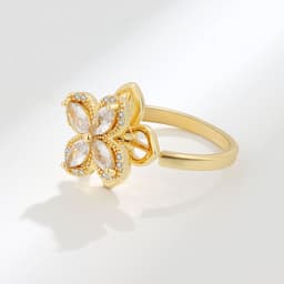 image-Fashion Zircon Rotatable Ring - Golden Copper Adjustable Jewelry