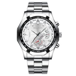 image-Men's Watch - Large Dial Steel Band Calendar