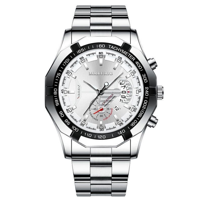 image-Men's Watch - Large Dial Steel Band Calendar