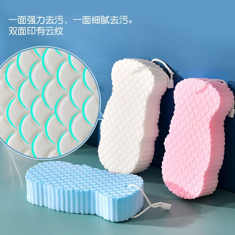 image-3D Sponge Bath Wipe - Baby Fish Scale Gray Sponge Bath Toy