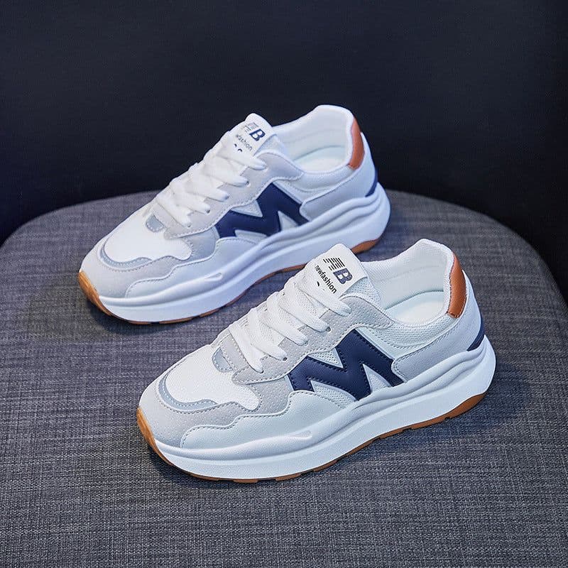 image-Women's Platform Sneakers - White Mesh Breathable Casual Shoes