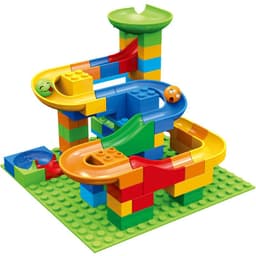 image-Manufacturer's supply Cross-border 504PC variable rail slide ball building blocks DIY large particle ball slide building block table