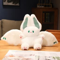 image-Bat Rabbit Plush Toy - White Angel Flying Rabbit Doll - PP Cotton