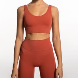 image-Autumn and winter European and American lulu original nylon nude yoga suit thin shoulder beautiful back bra high elastic sports trousers