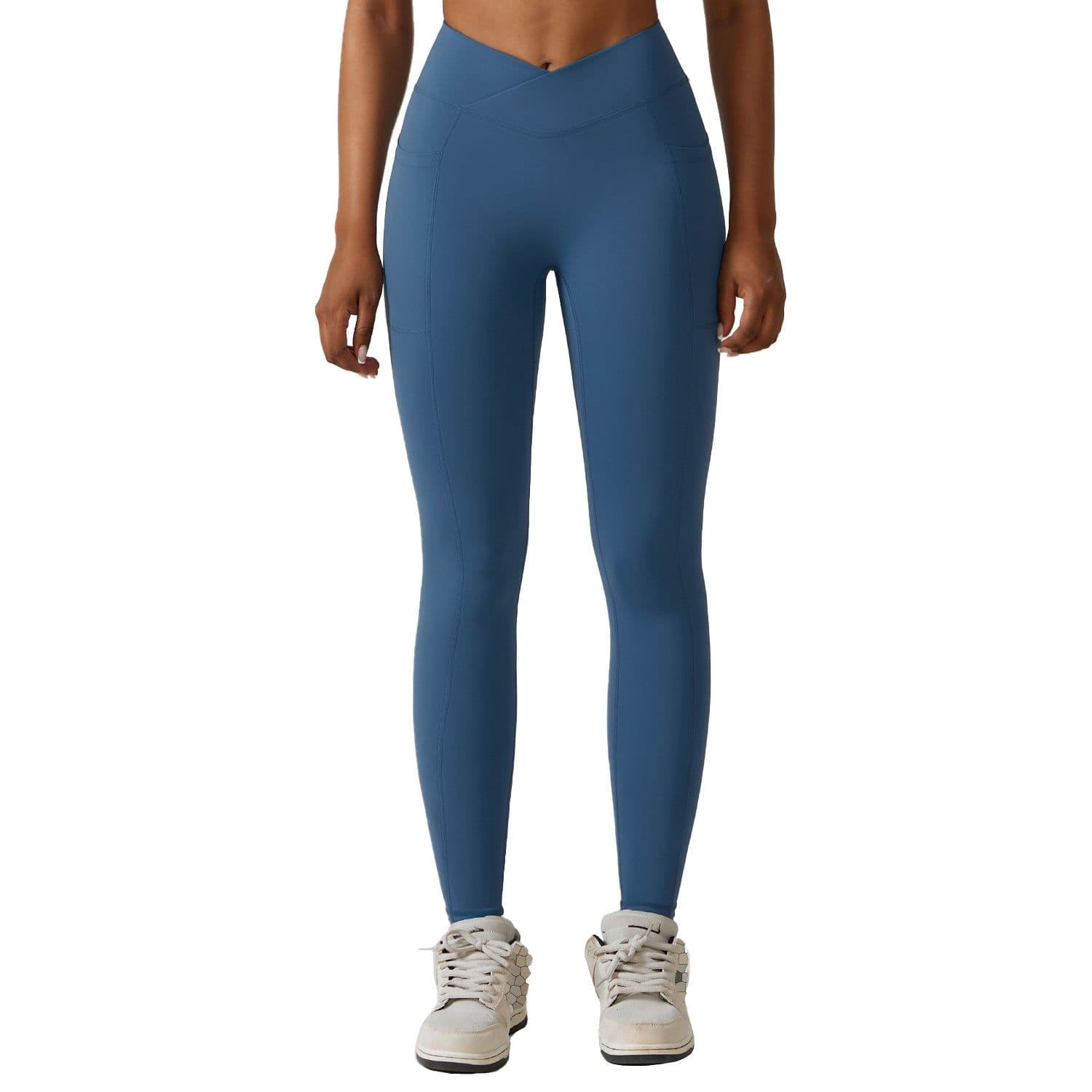 image-Zechuang High-Waist Yoga Running Pants - Nude Quick-Drying 78% Nylon