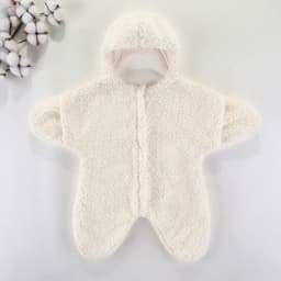 image-Baby Jumpsuit - Red Sherpa Star Winter Romper, Quilted, Hooded, Thickened