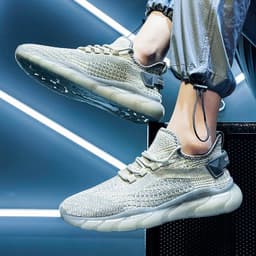 image-21 Four Seasons Flying Weaving Breathable Casual Sports Running Shoes Trendy 350 Popcorn Coconut Shoes Lightweight Lace-Up Men's Shoes