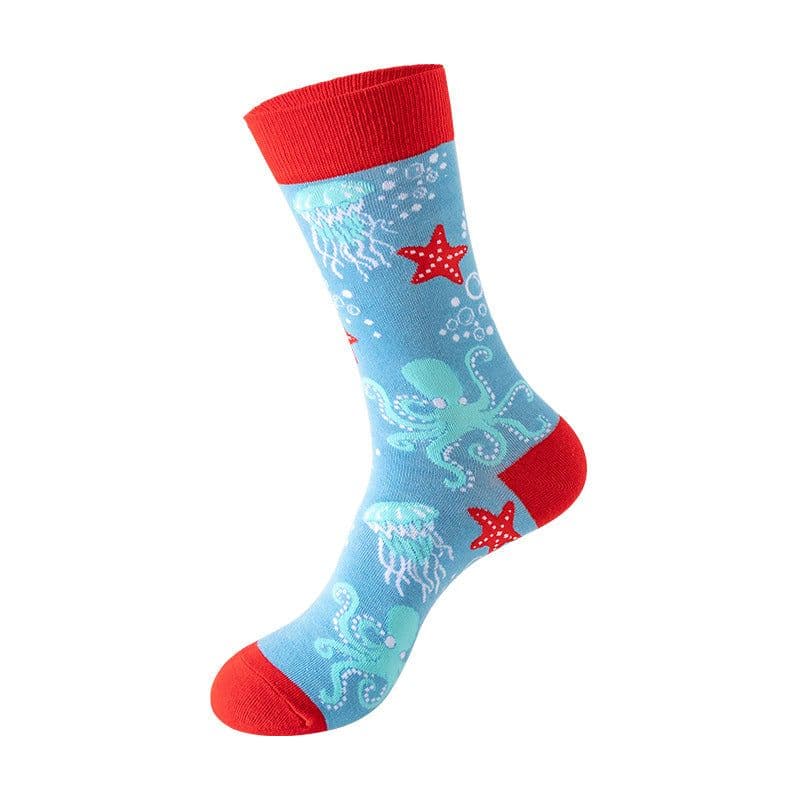 image-Mo Xi Stripe Socks - Mid Tube Cotton Unisex 41-46