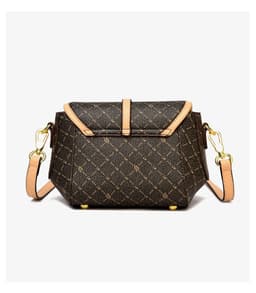 image-Women's PVC Shoulder Bag - Coffee Letter Small Square