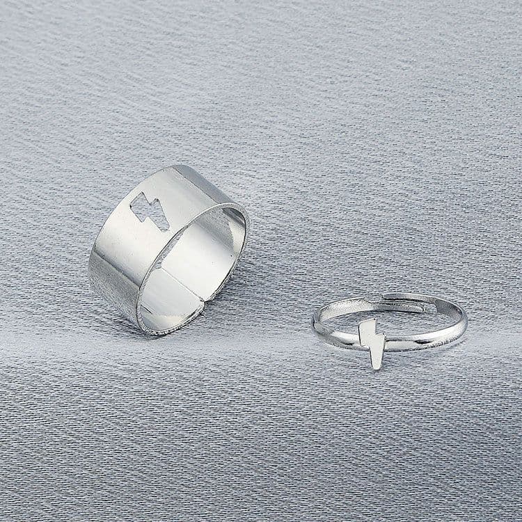 image-European Retro Couple Airplane Love Ring - Simple Hollow Design, Adjustable, Alloy Jewelry for Women