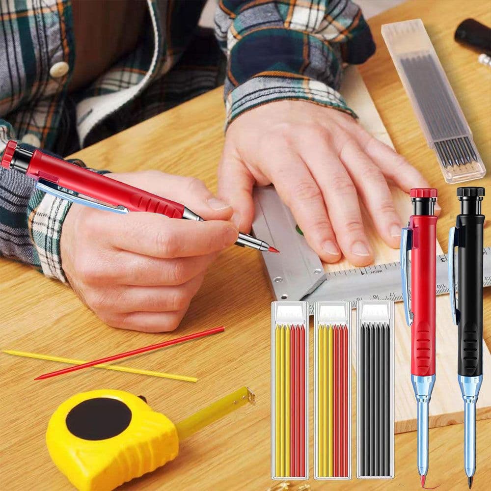 image-Professional 2.8MM Metal Woodworking Pencil - Quick-Drying 6-Color Refills