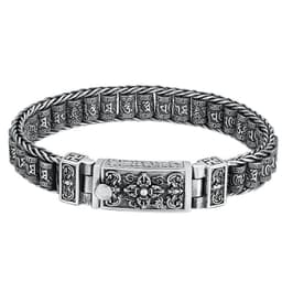 image-Wholesale s925 sterling silver hand men's Thai silver retro cross magic pestle personalized six-character mantra runner bracelet
