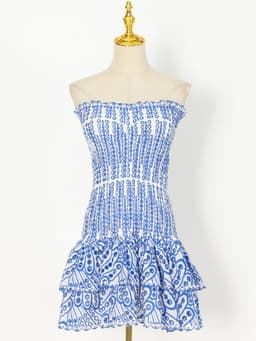 image-A-Line Skirt Dress - Black Strapless Embroidery