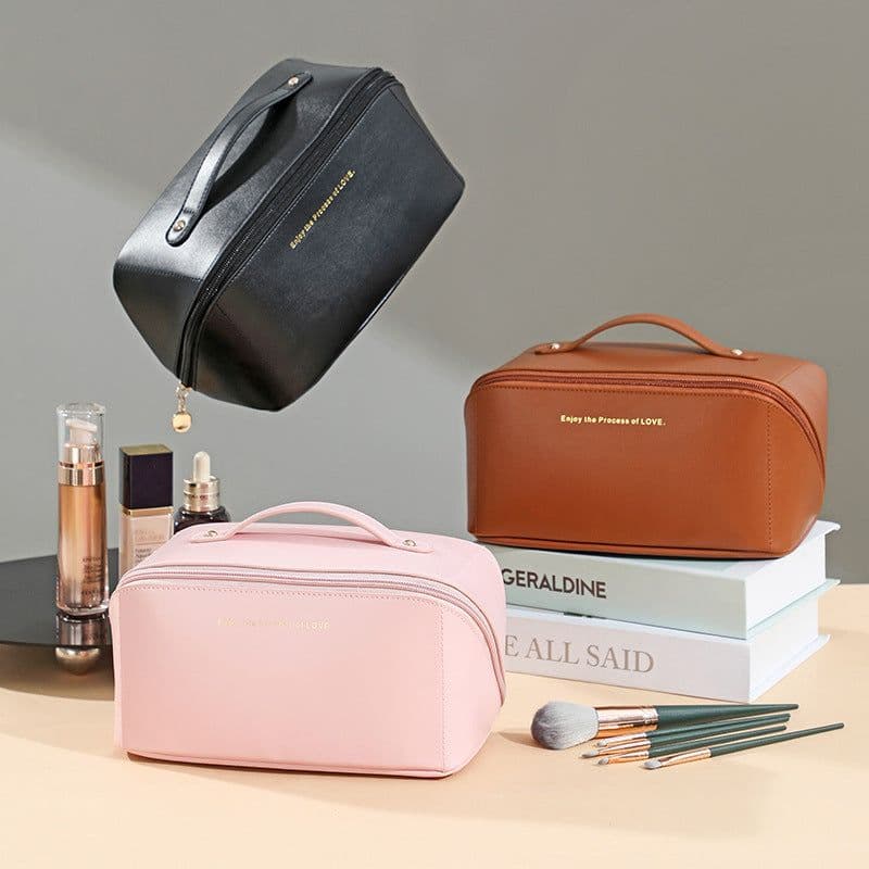 image-Percy Cosmetic Bag - Black PU Large Capacity
