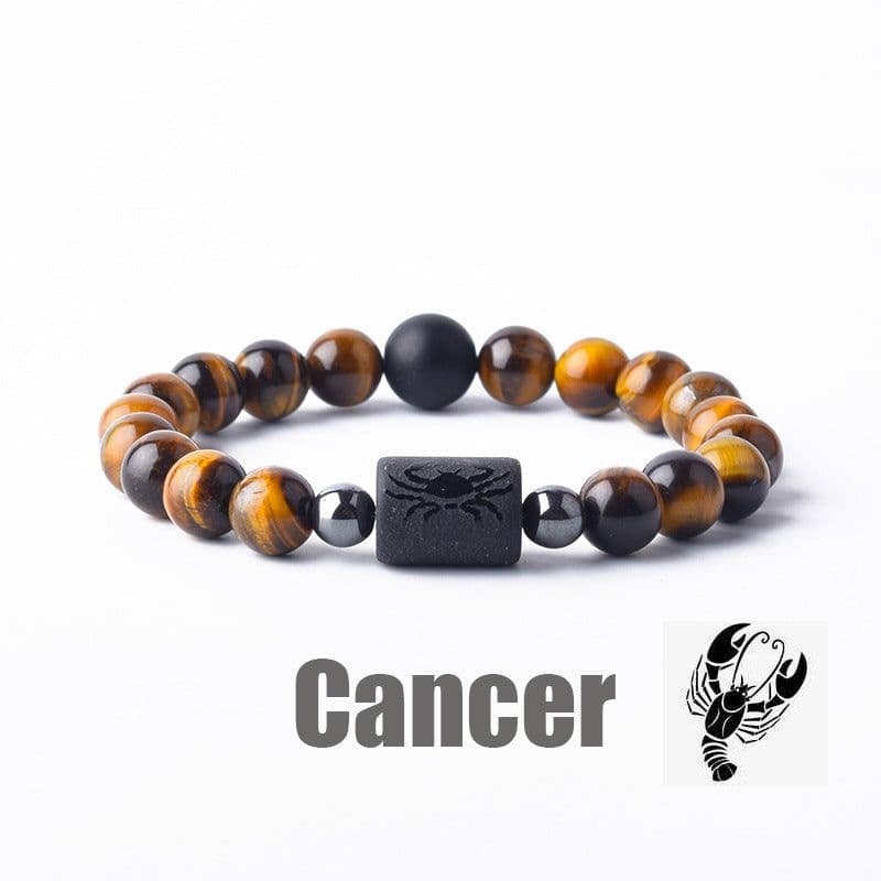 image-Tiger Eye Stone Zodiac Bracelet - Natural Stone Beaded