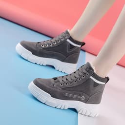 image-Winter women's shoes plus velvet and thickened warm cotton shoes flat heel thick sole 2021 new Korean version versatile student high-top shoes for women