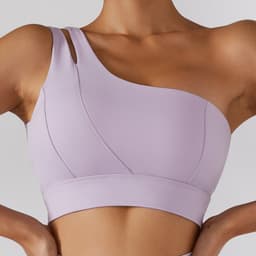 image-Zechuang Sports Bra - Nude One-Shoulder Yoga